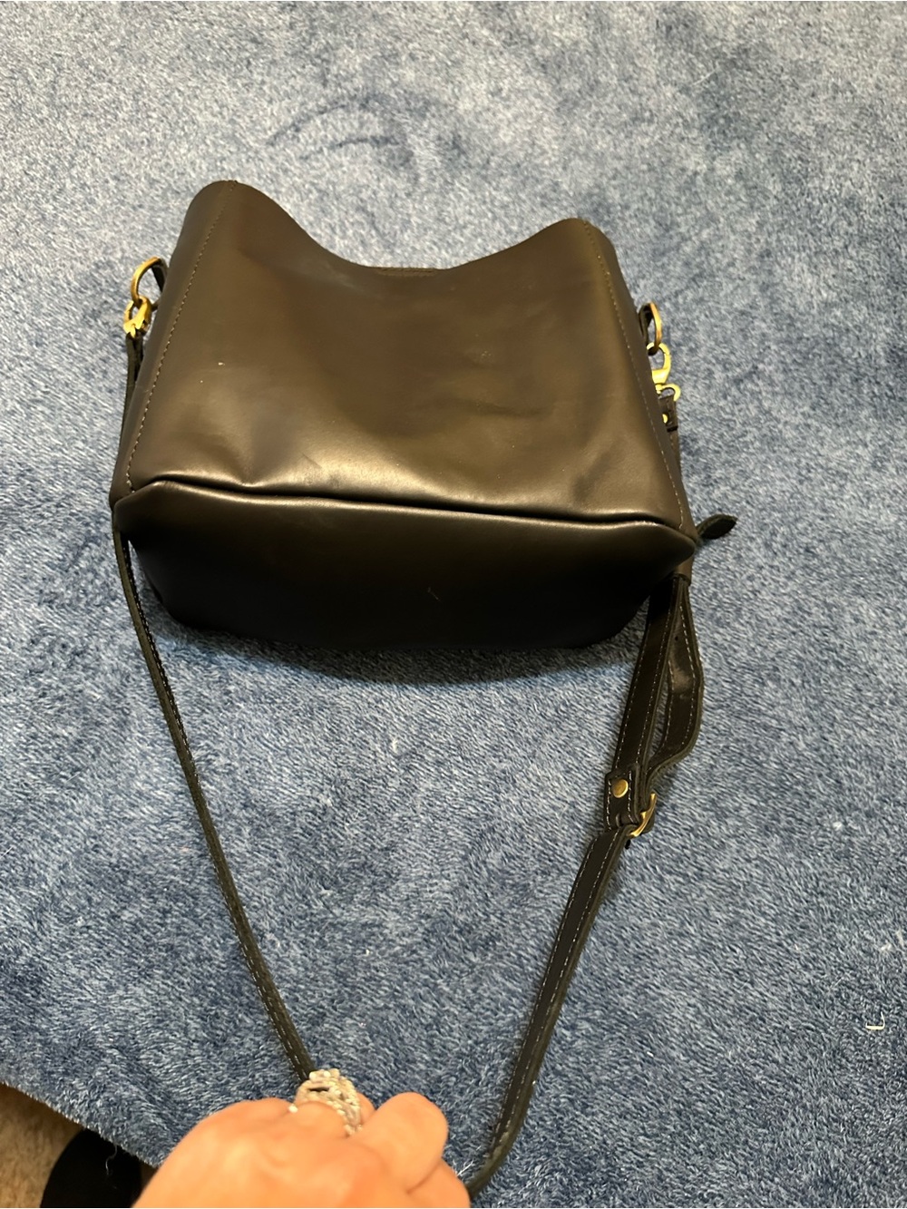 Portland Leather Black Crossbody Bag with Gold Hardware